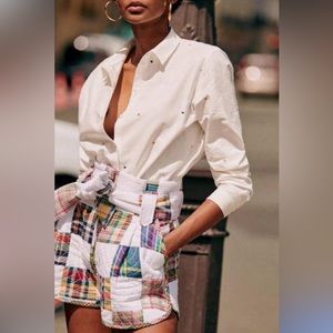 NWT Sézane Pierro Shirt in Multicolored Embroidered Hearts - Size 8